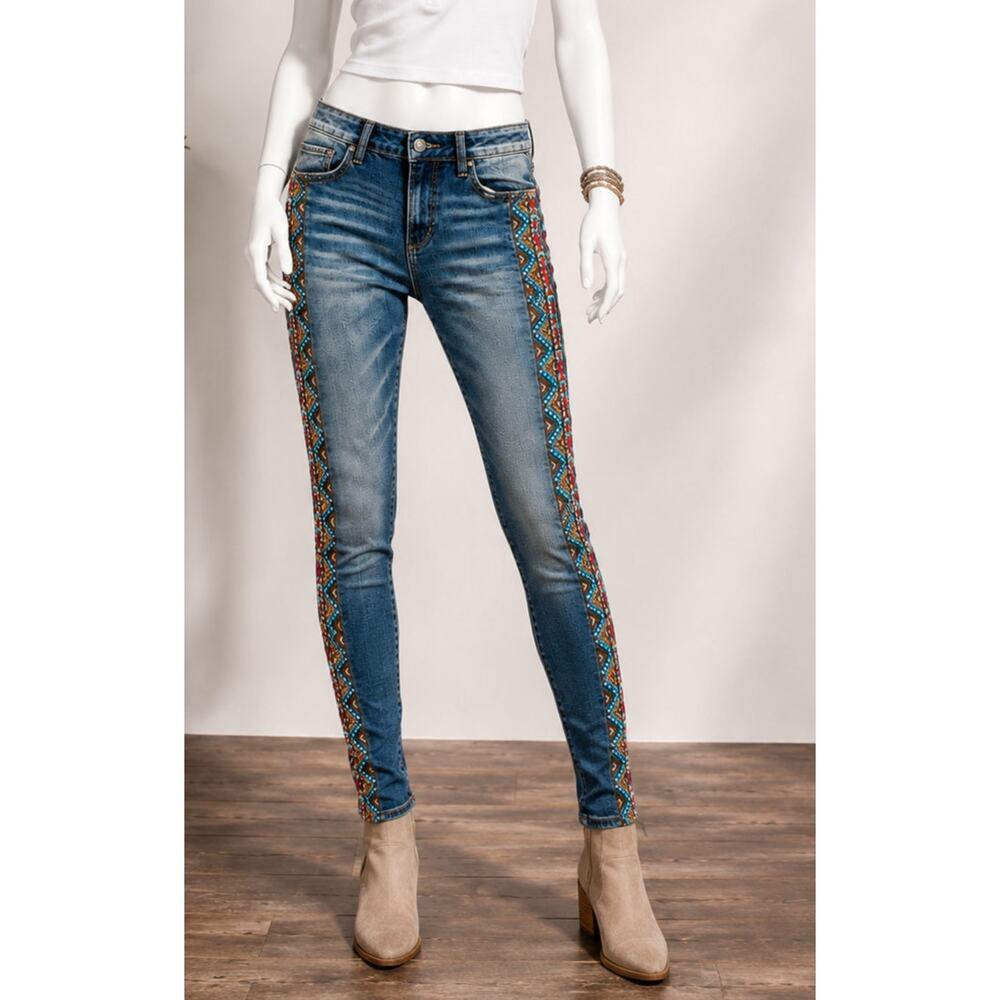 Driftwood Jackie Classic Fit Embroidered Tribal Jeans Boho Western W28xL27